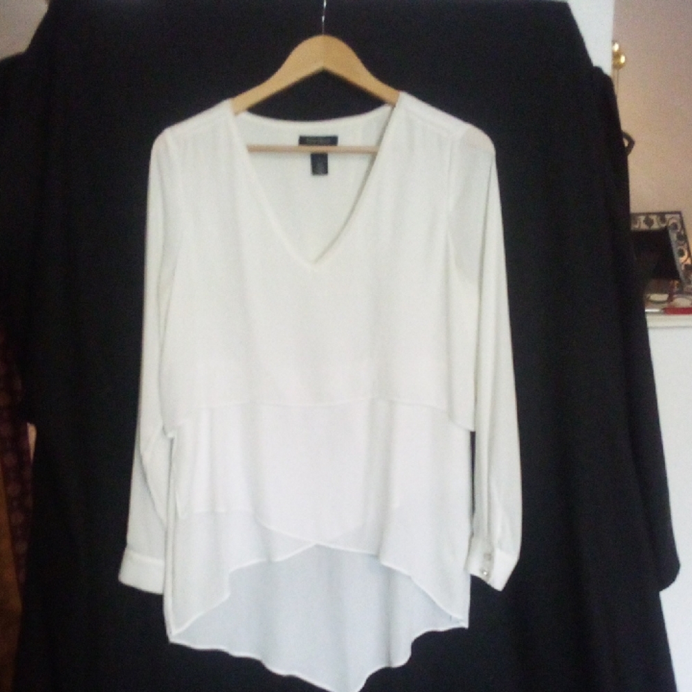 WH/BM Chic Layered High Low Dress Shirt like New Size 8
